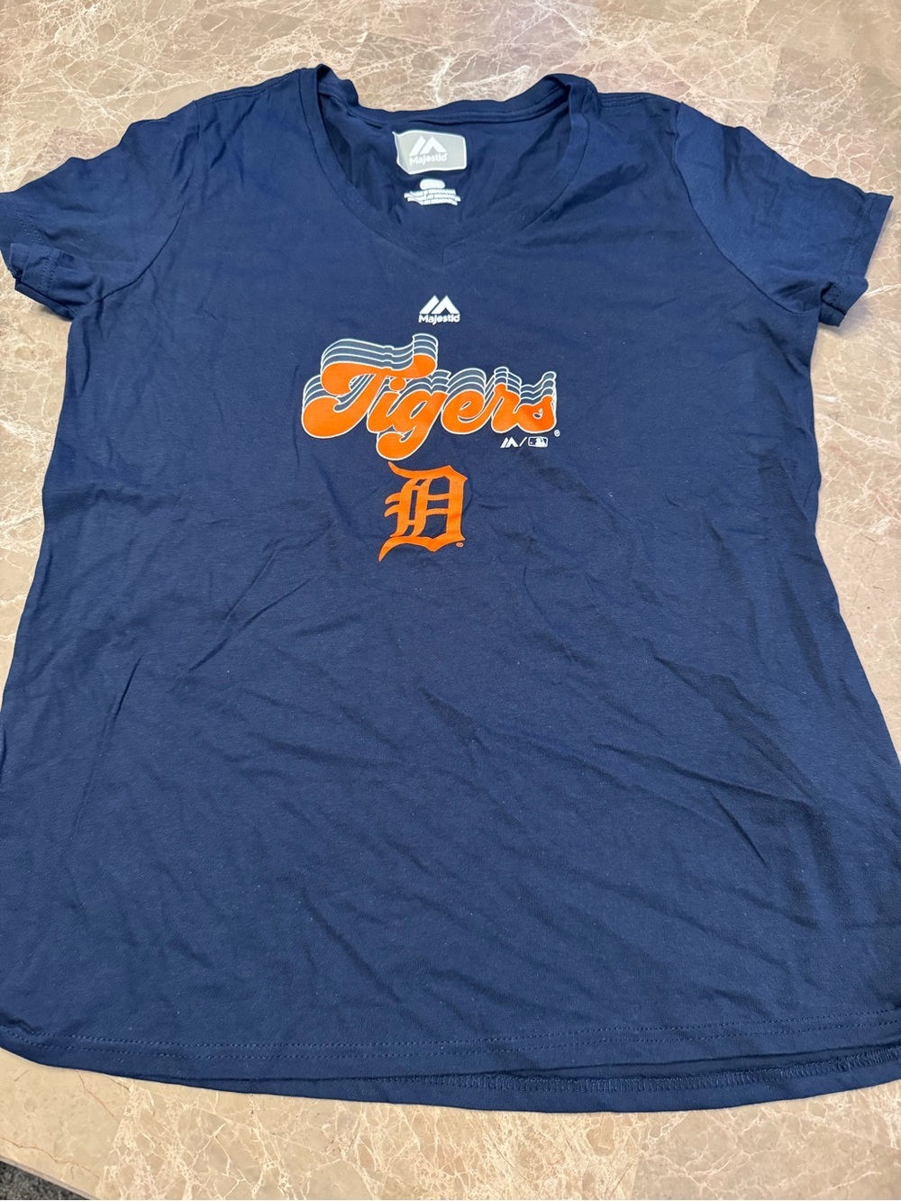 New Detroit Tigers Womens V-Neck T-Shirt Tee Top Majestic Size M